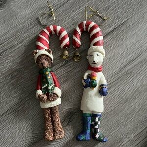 Two Vintage Handcrafted Folk Art Ornaments